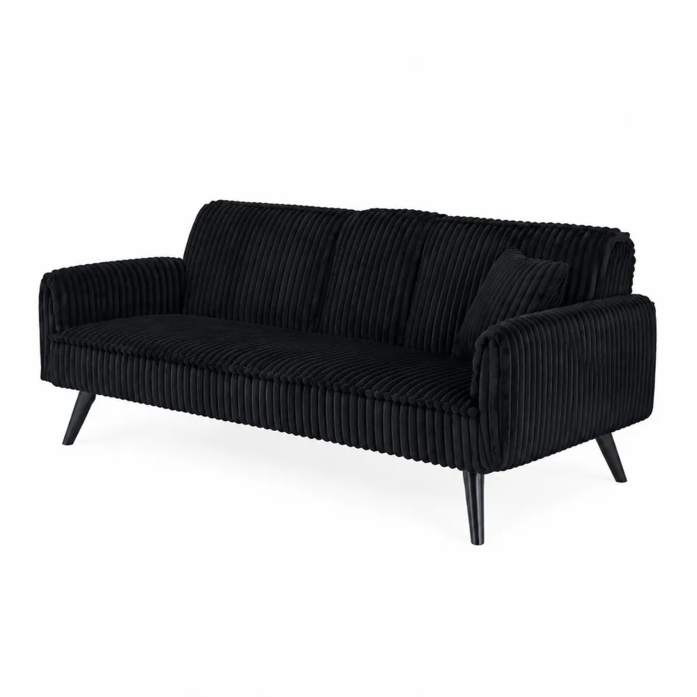 Sofa czarna aksamitna z poduszką