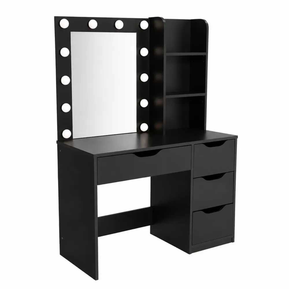 Czarny toaletka z lustrem i LED
