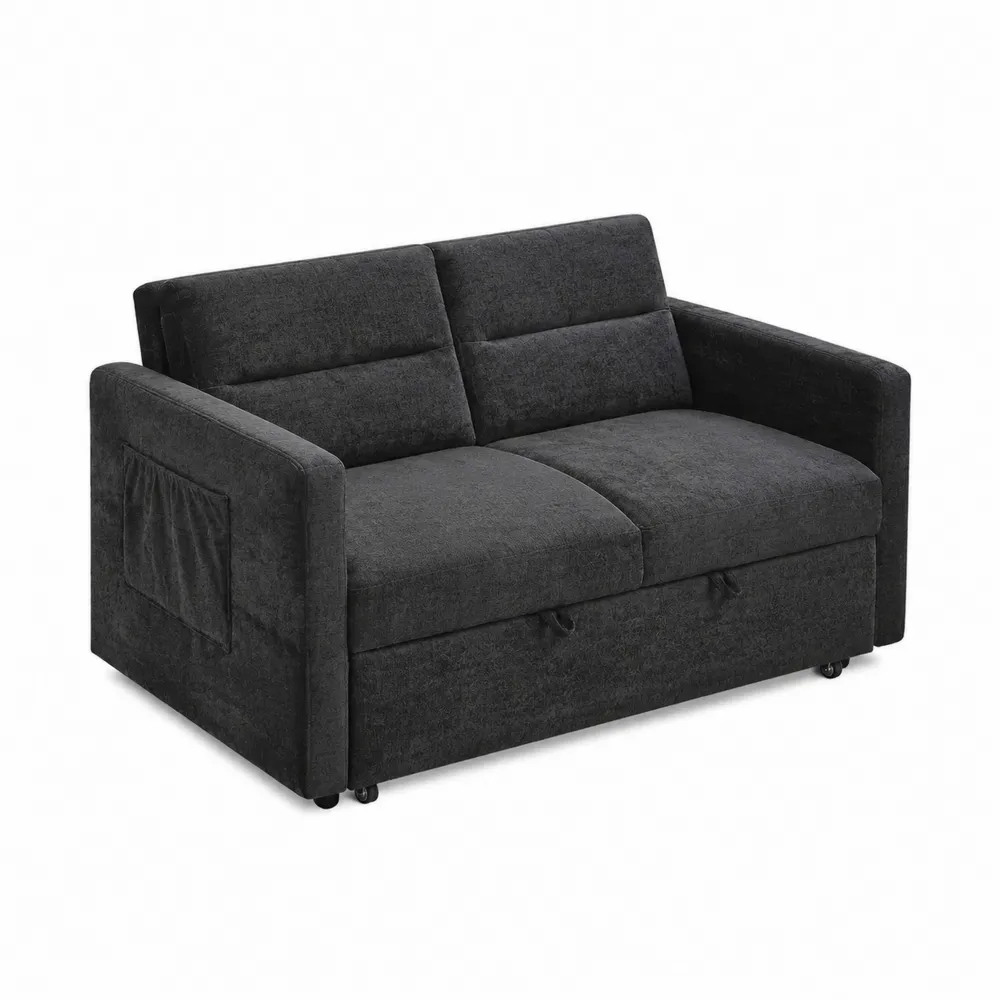 Dwuosobowa sofa z tkaniny poliestrowej Czarny