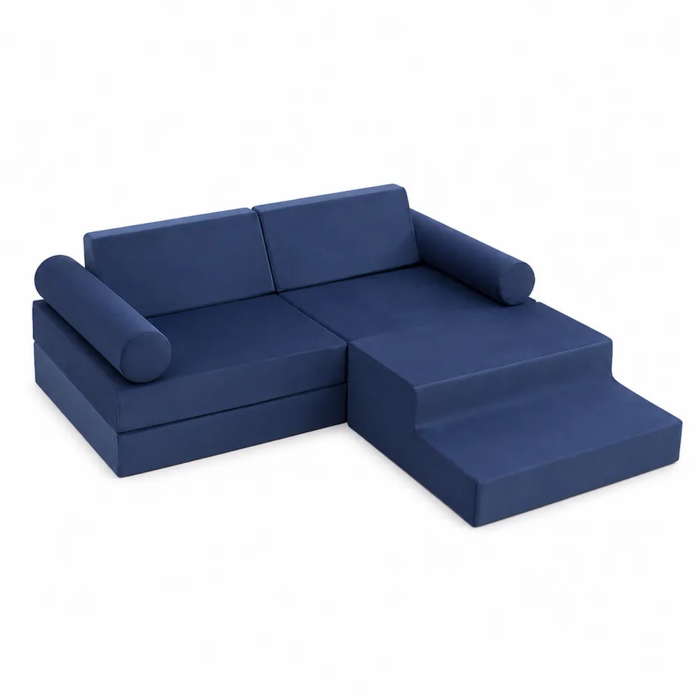 Narożna sofa z pianki poliuretanowej, kolor Granatowy