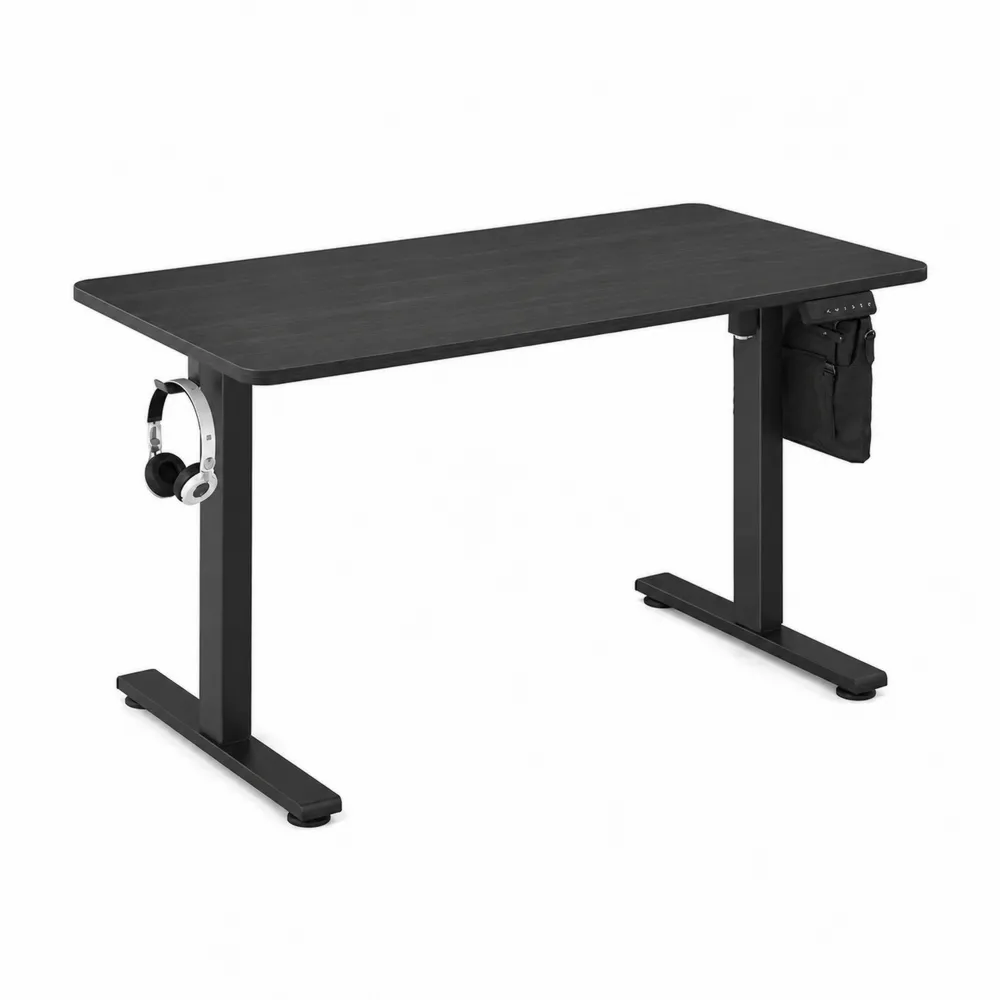 Biurko regulowane czarne MDF i metal 120x60 cm