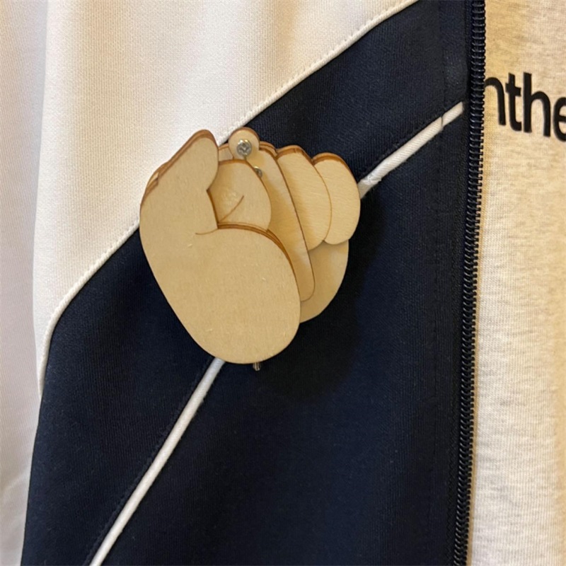Funny Wooden Finger Brooch