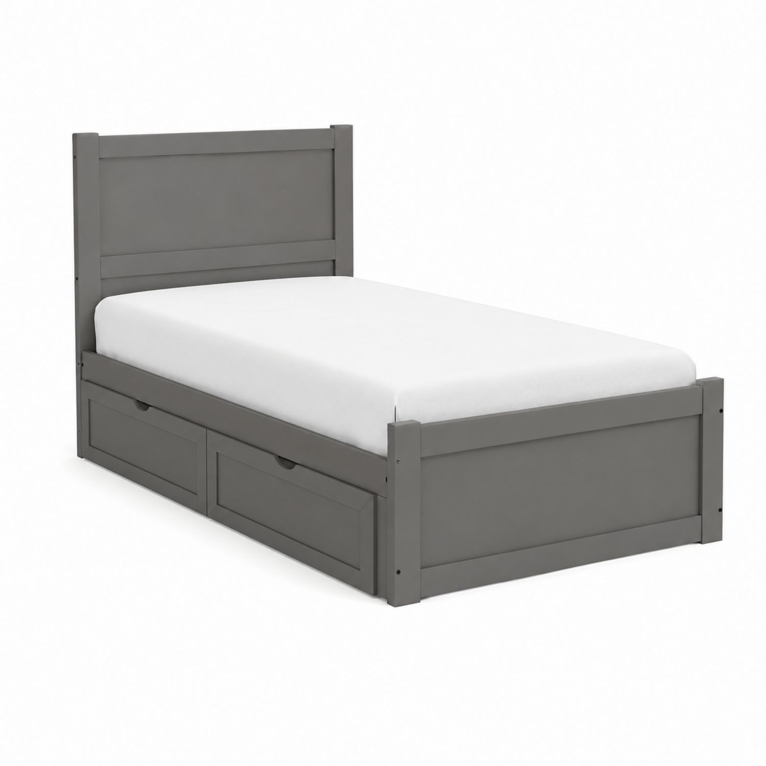 Einzelbett mit Schubladen Holz Grau 200x90cm