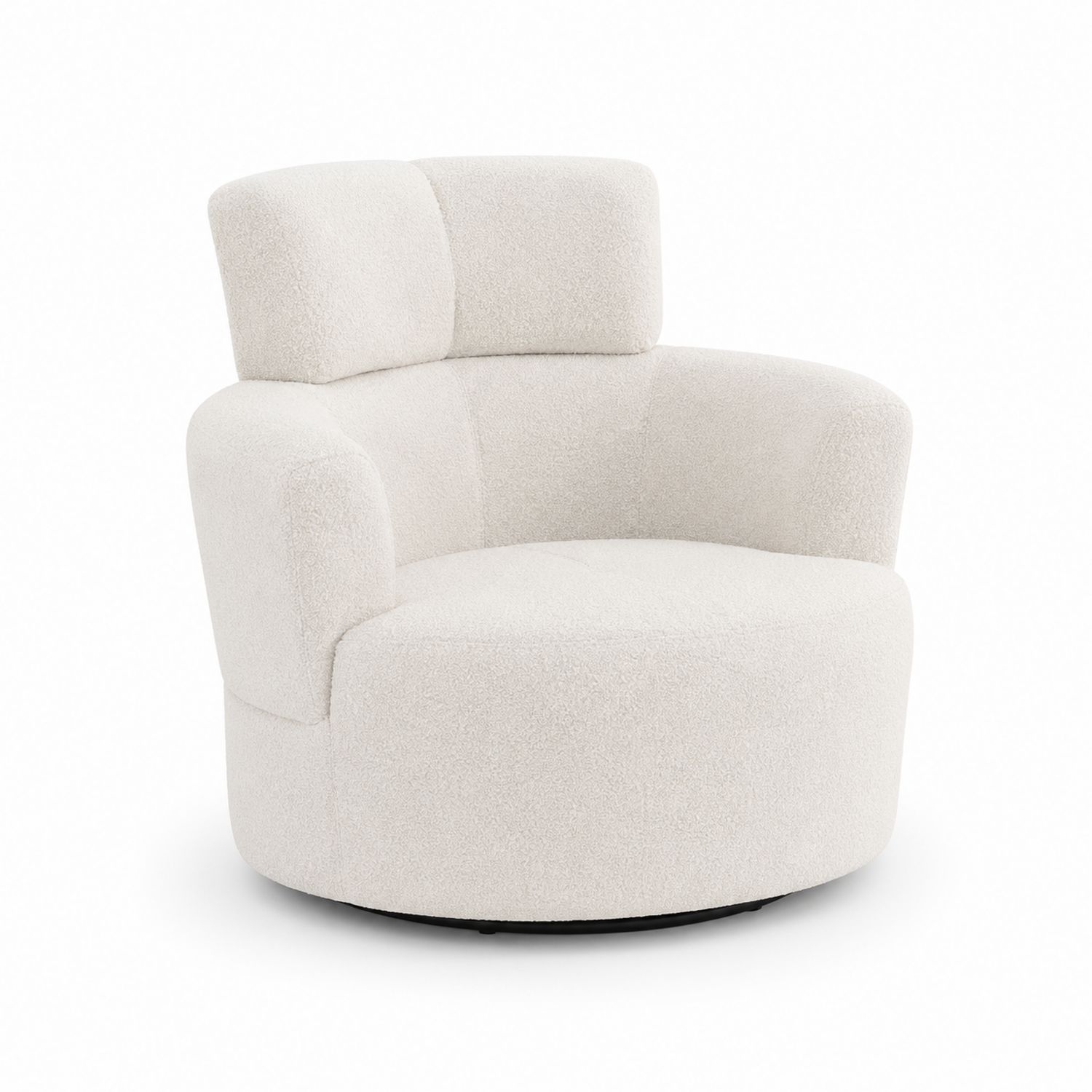 Runder Drehstuhl aus Bouclé in Creme 80x90x90 cm