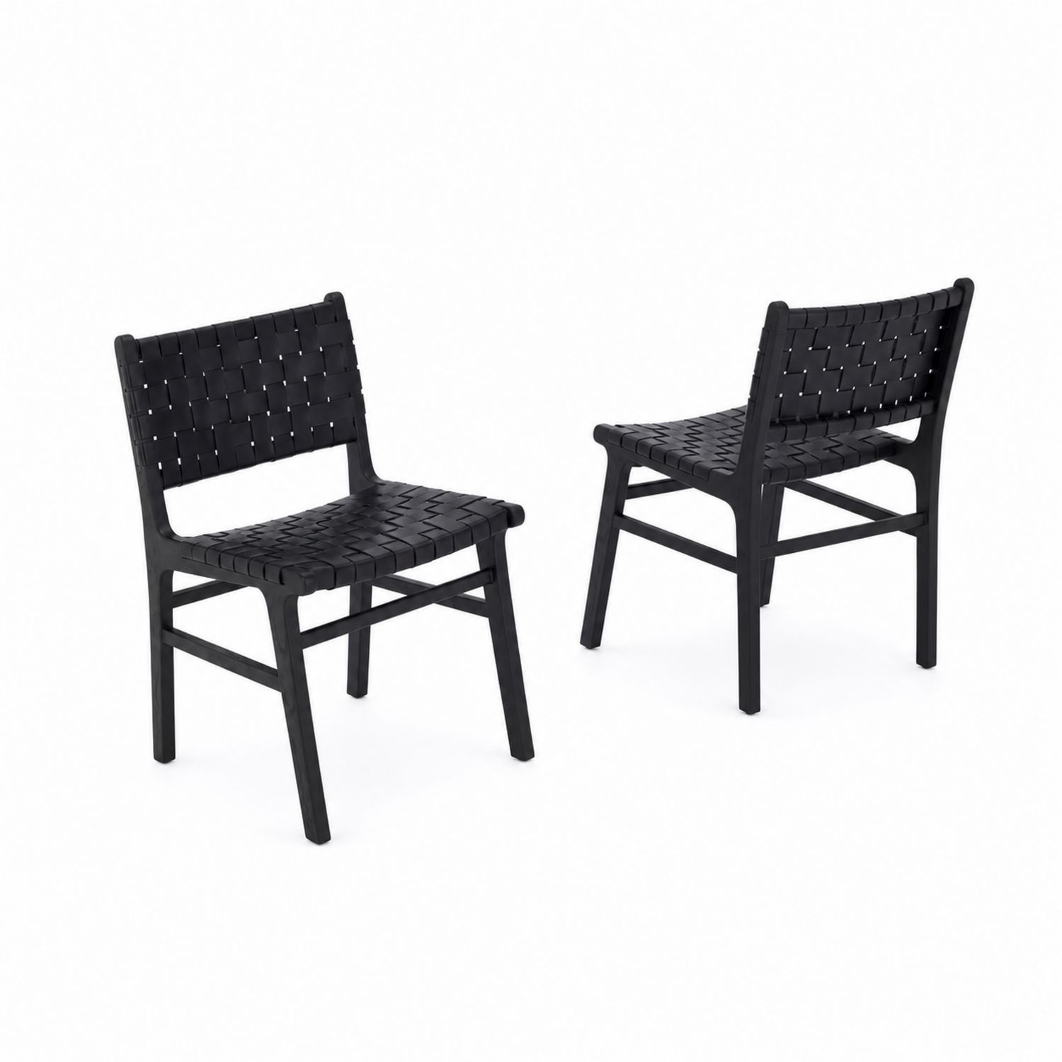 Esszimmerstuhl-Set aus Kunststoff mit Textilband Schwarz 2er Set