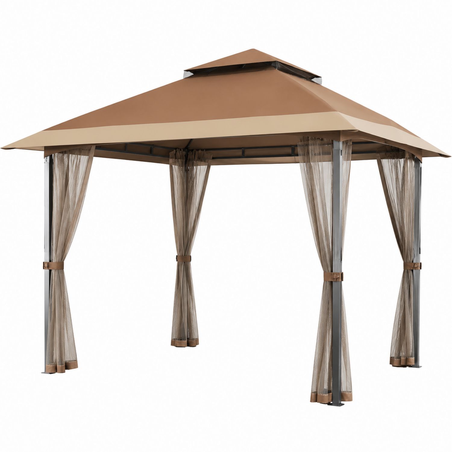 Pavillon 300x300 cm Aluminium Polyester Braun