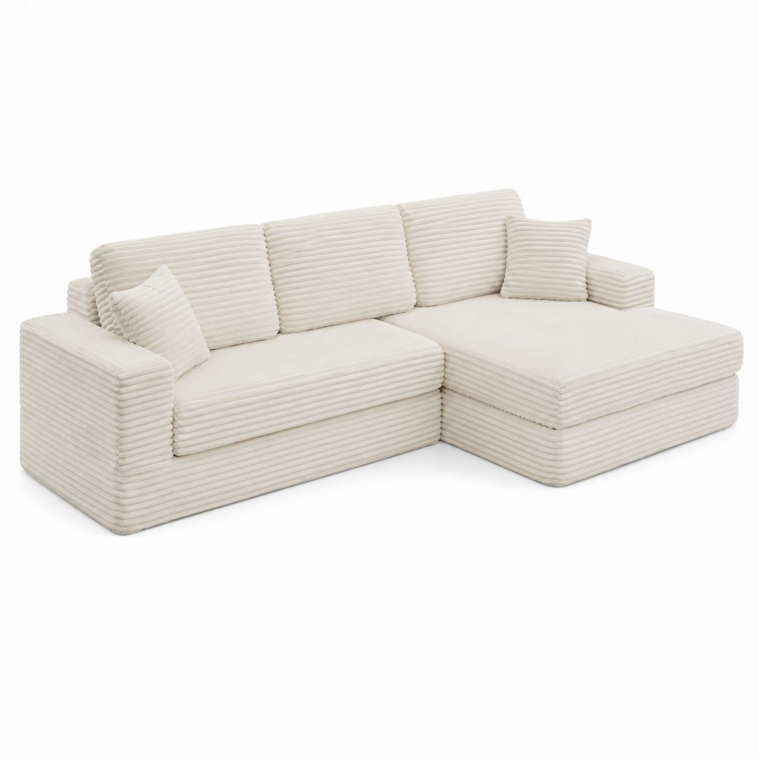 Ecksofa aus Cordstoff Beige