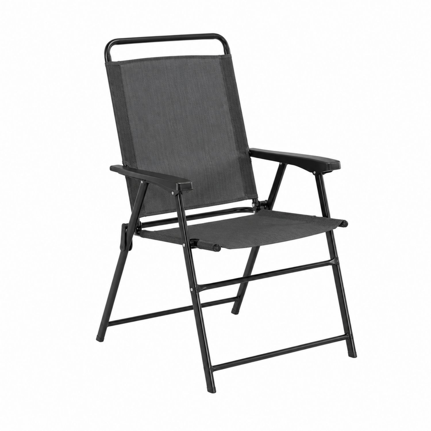 Klappstuhl aus Stahl und Textil in Schwarz