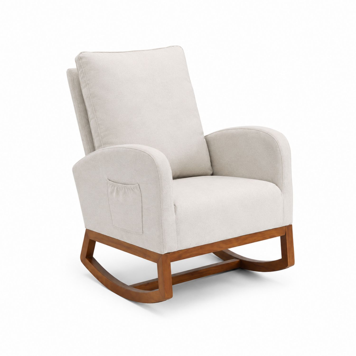 Schaukelstuhl aus Stoff mit Massivholzrahmen Beige