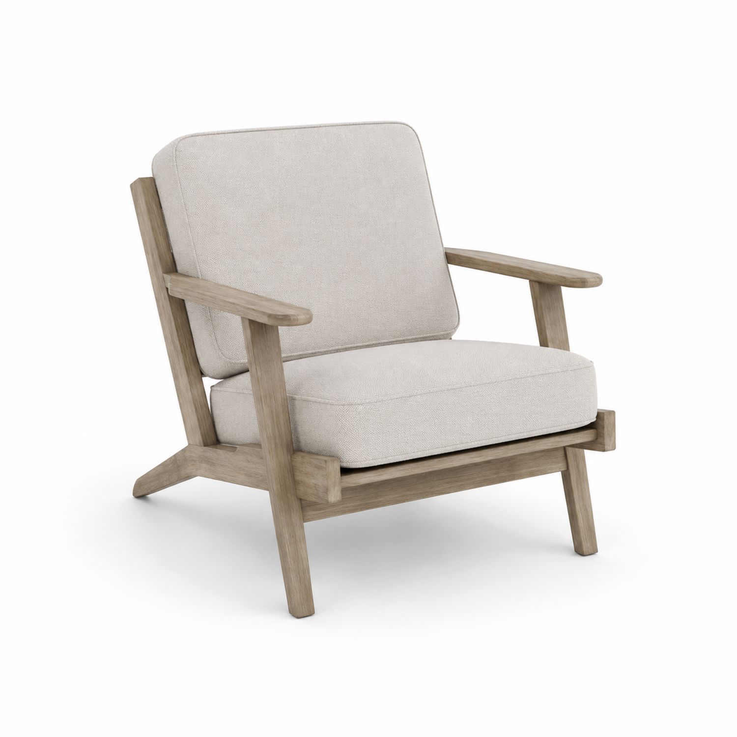 Sessel Leinen Eichenrahmen Beige 75x80x85cm