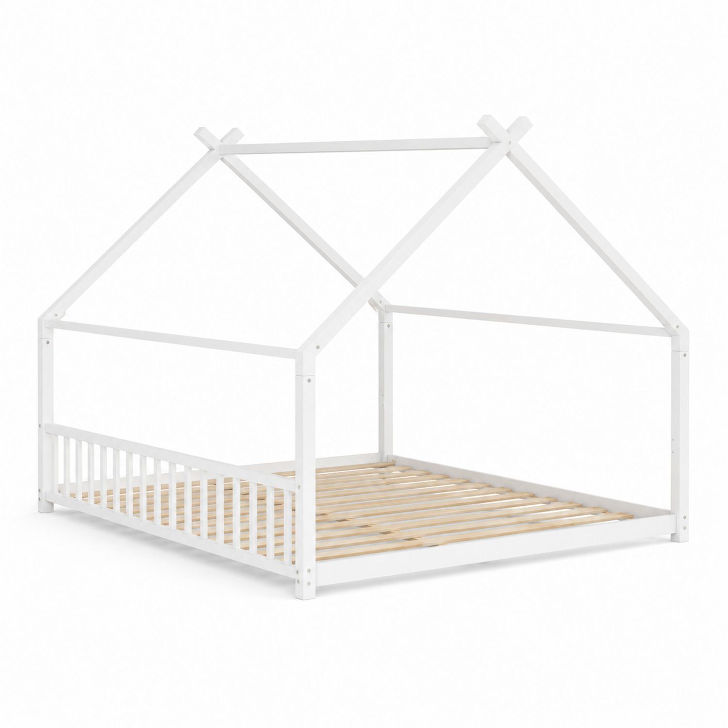 Kinderhausbett Holz Weiß 200x90 cm