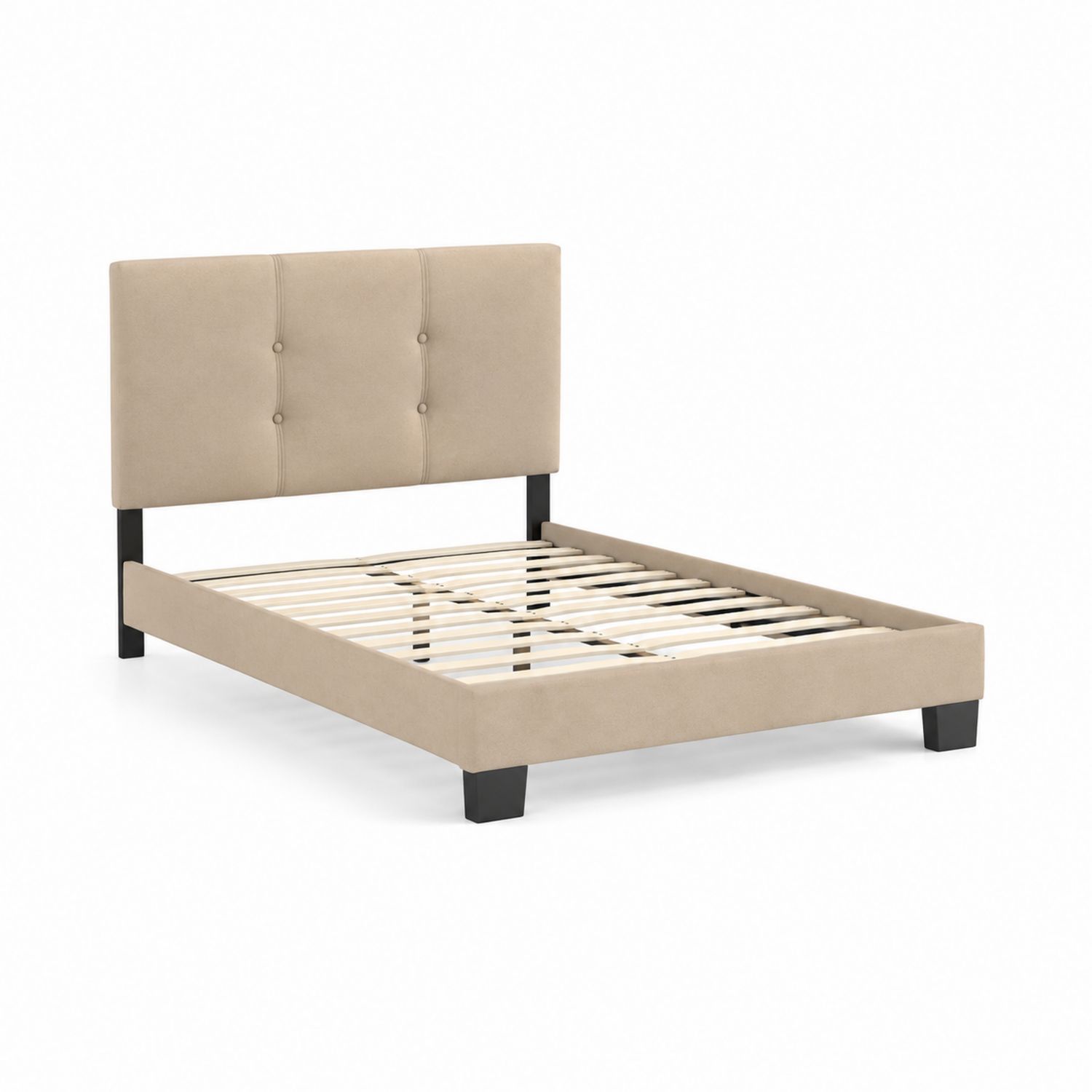 Polsterbett mit Kopfteil 200x160 cm Beige Holz Metall