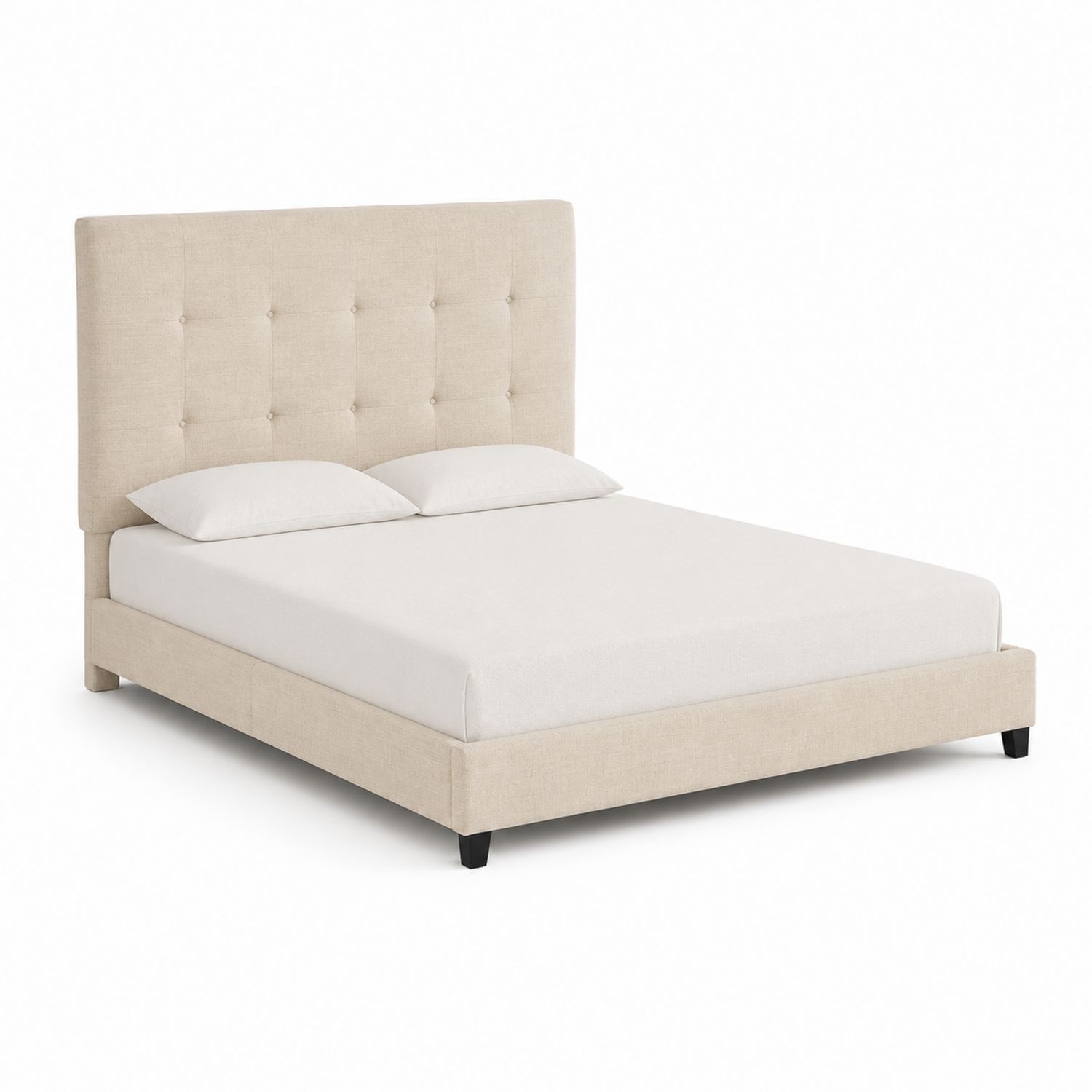 Polsterbett mit Kopfteil 200x180 cm Leinen Beige