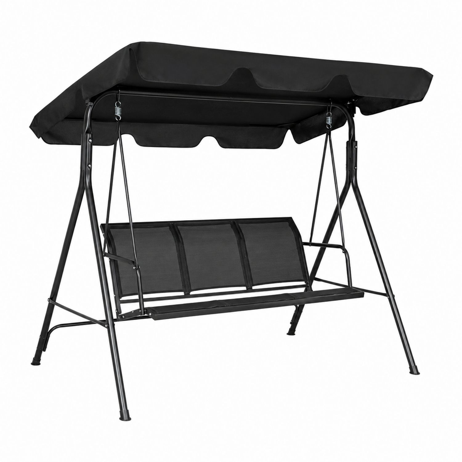 Outdoor Gartenschaukel 3-Sitzer Metallrahmen Schwarz