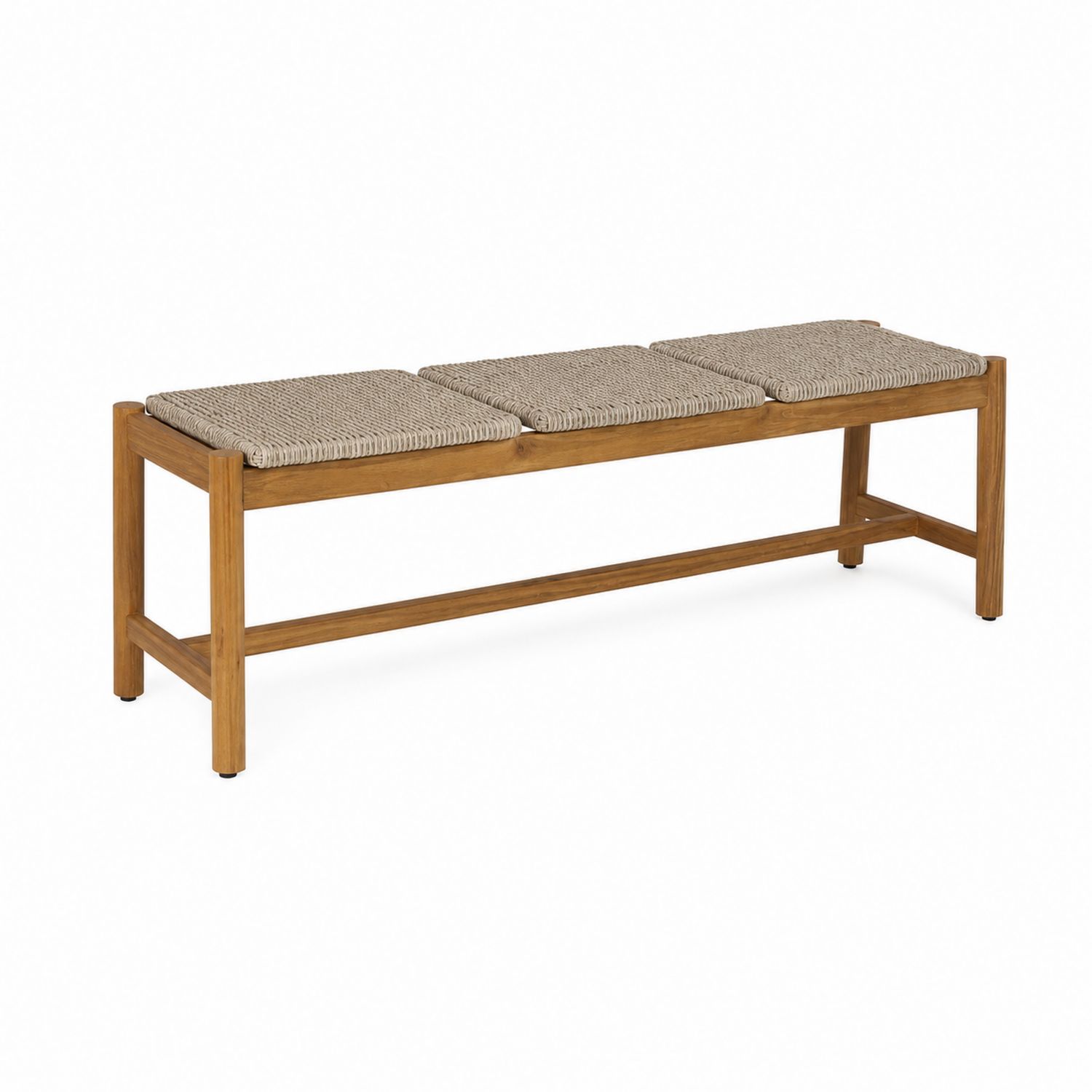 Gartenbank Teakholz mit Polyestergeflecht-Sitz 145cm Braun