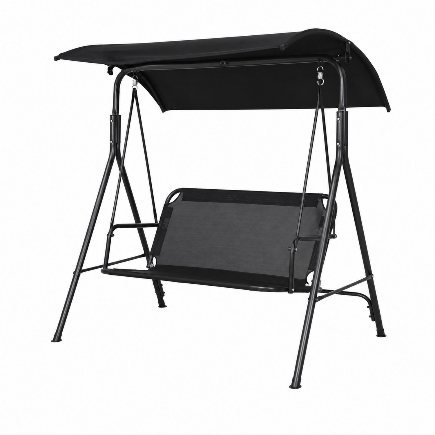 Metall Gartenschaukel mit Polyestergewebe, Schwarz, Sonnendach 170x110x153 cm