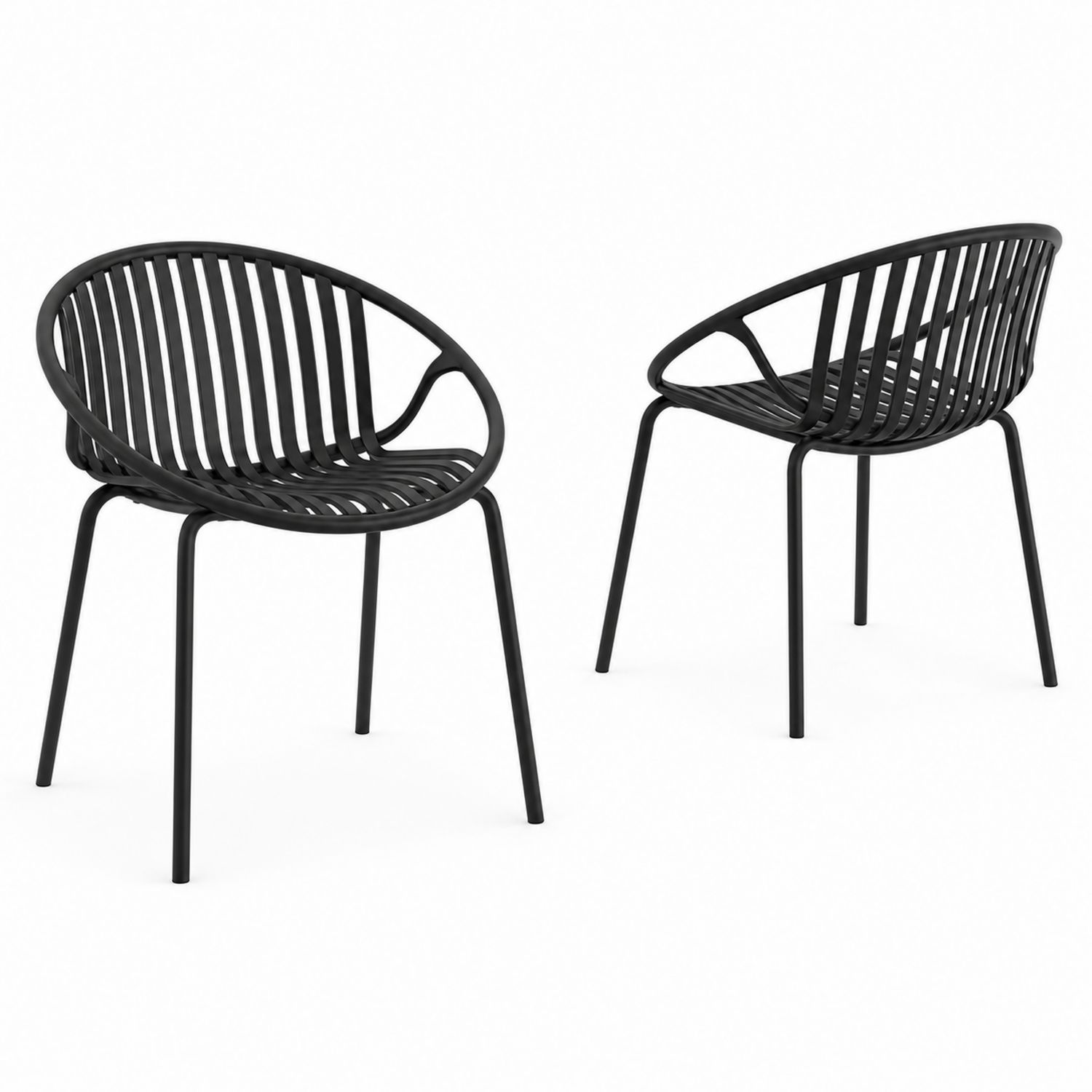 Outdoor-Stuhl Set aus Stahl Schwarz 2er-Set