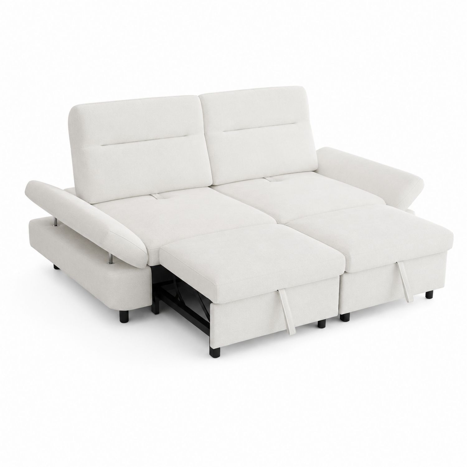 Schlafsofa Zweisitzer 140x200 cm Stoff Creme