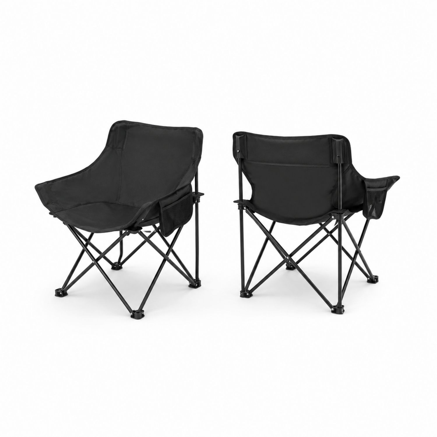 Set Klappstühle aus Metall und Polyester Schwarz