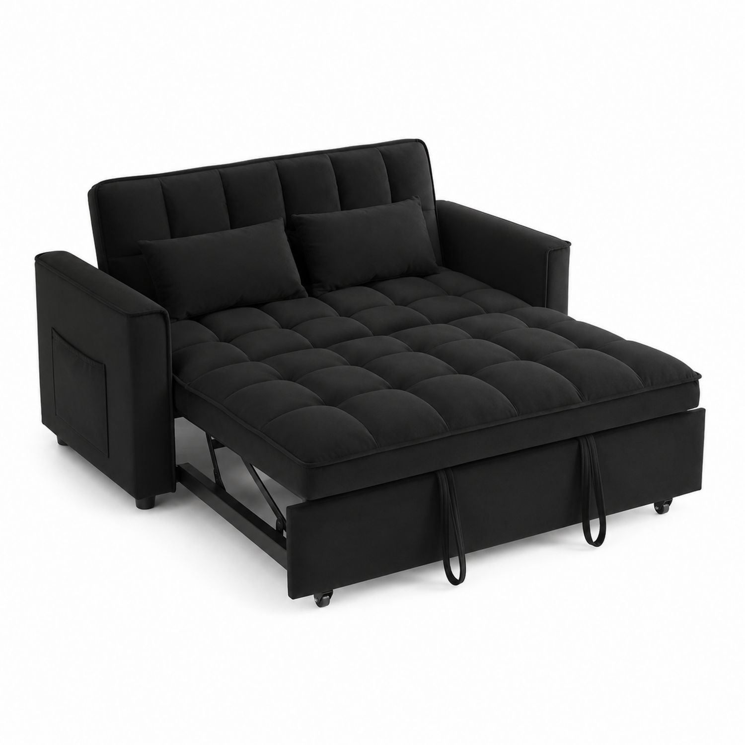 Schlafsofa 2-Sitzer Klappfunktion Schwarz Polyester