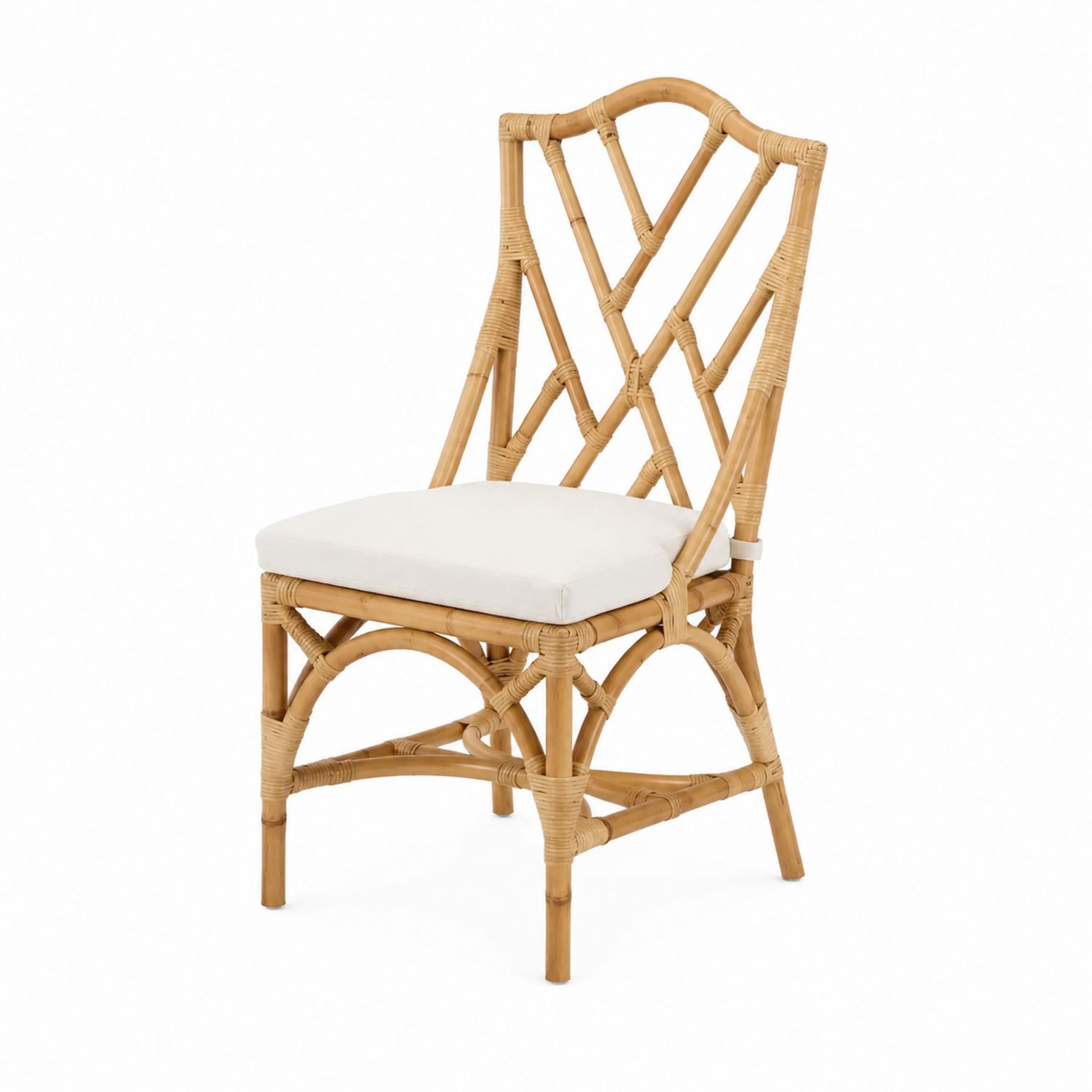 Rattan Esszimmerstuhl mit Baumwollsitz Beige