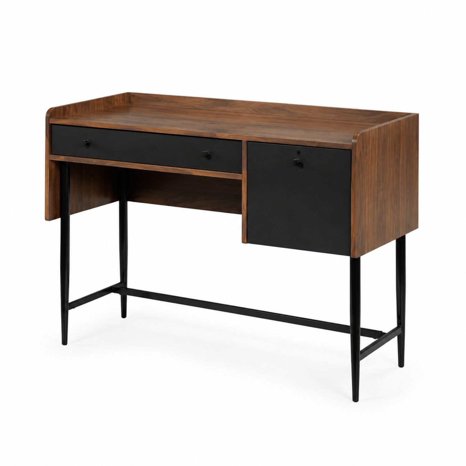 Schreibtisch Holzfurnier Metall Schwarz/Braun 120x60 cm