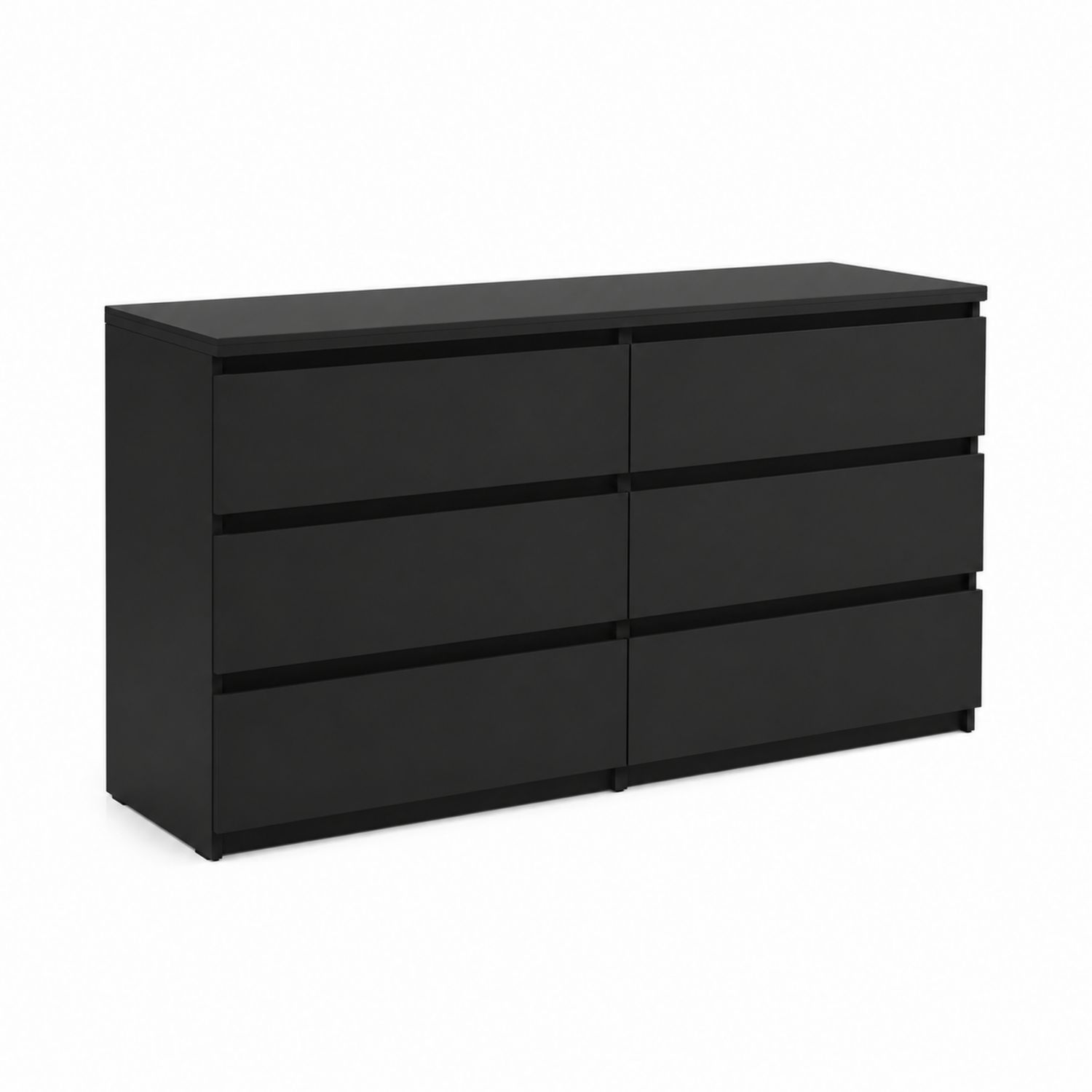 Kommode mit 6 Schubladen aus MDF Holz Schwarz 80x160x48cm