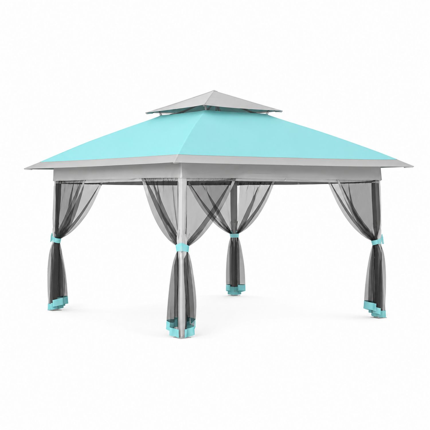 Pavillon Aluminium Polyester Blau und Schwarz 3x4m