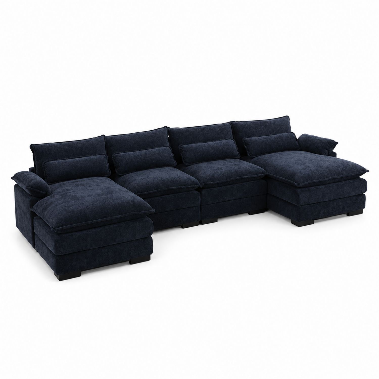Ecksofa Set aus Stoff Dunkelblau 300x150x85 cm