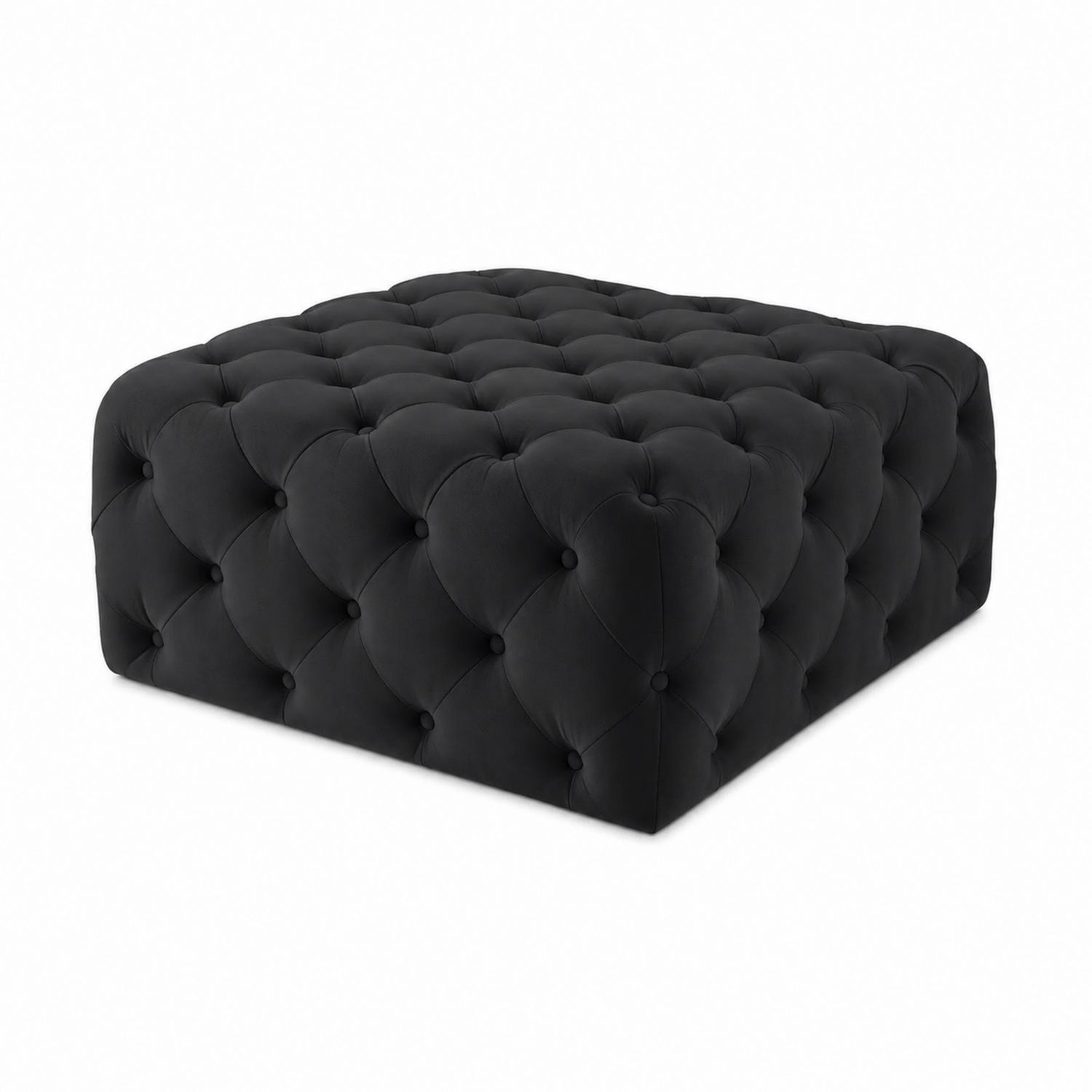 Quadratischer Hocker Velours Schwarz 80x80x40 cm