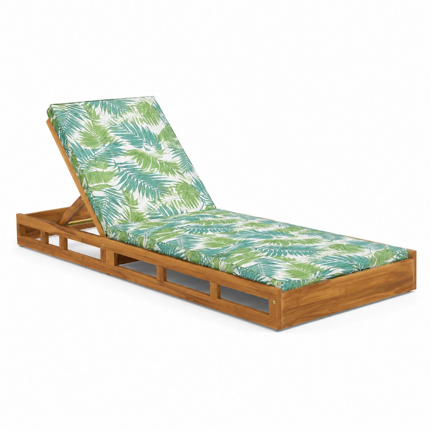 Teak Sonnenliege mit Polyester Kissen 200x60x30cm