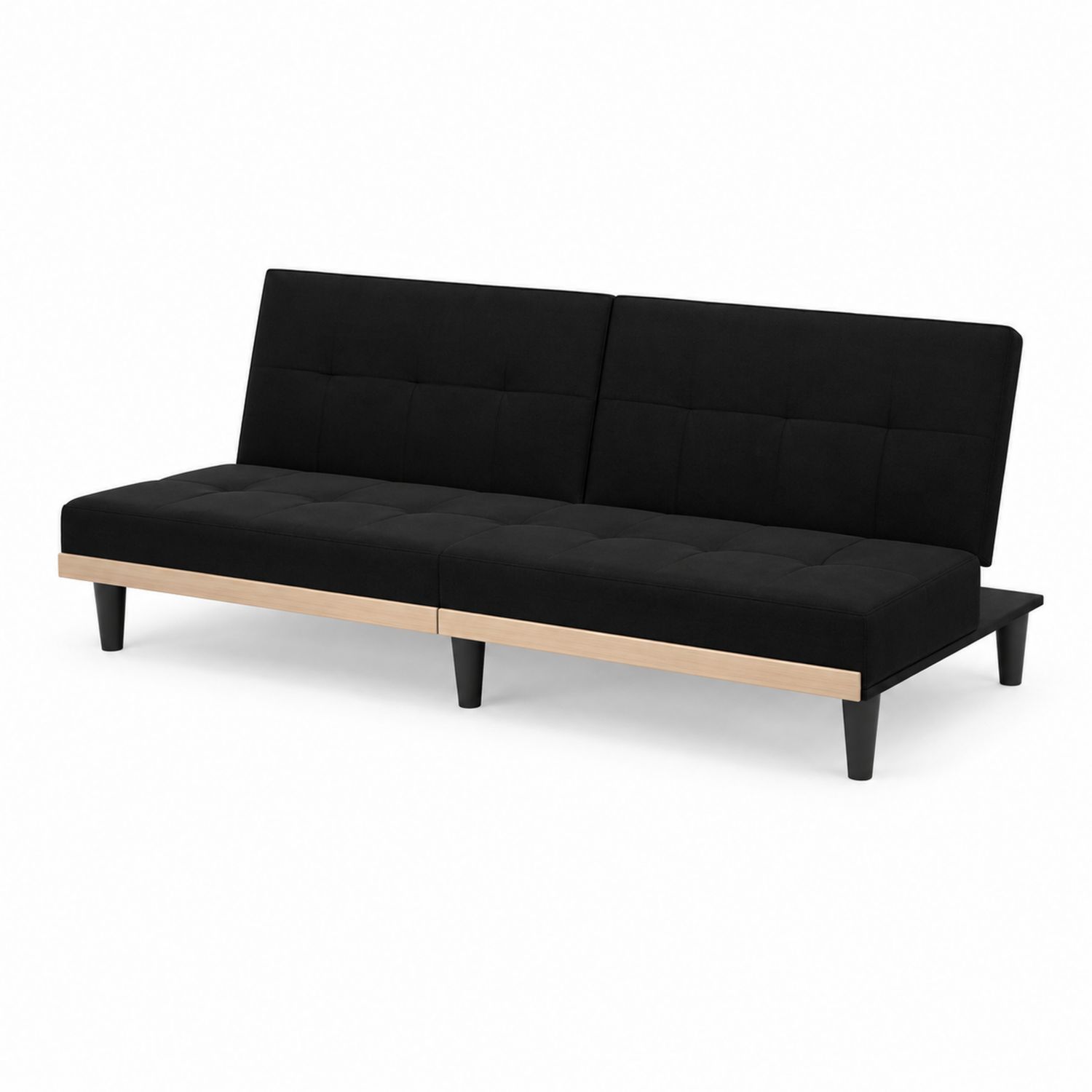 Schlafsofa Schwarz Polyester mit Holzfuß