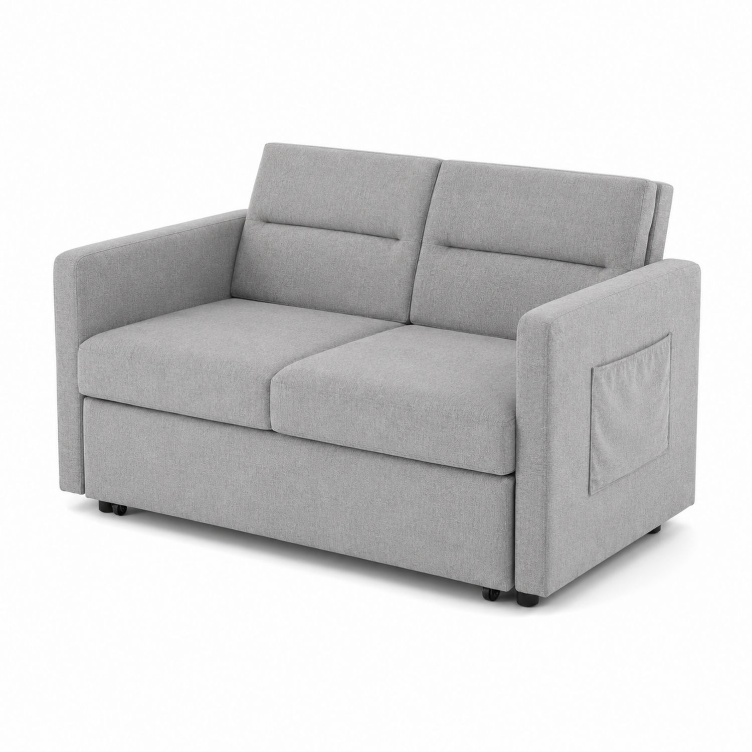Zweisitzer Schlafsofa aus Stoff Hellgrau