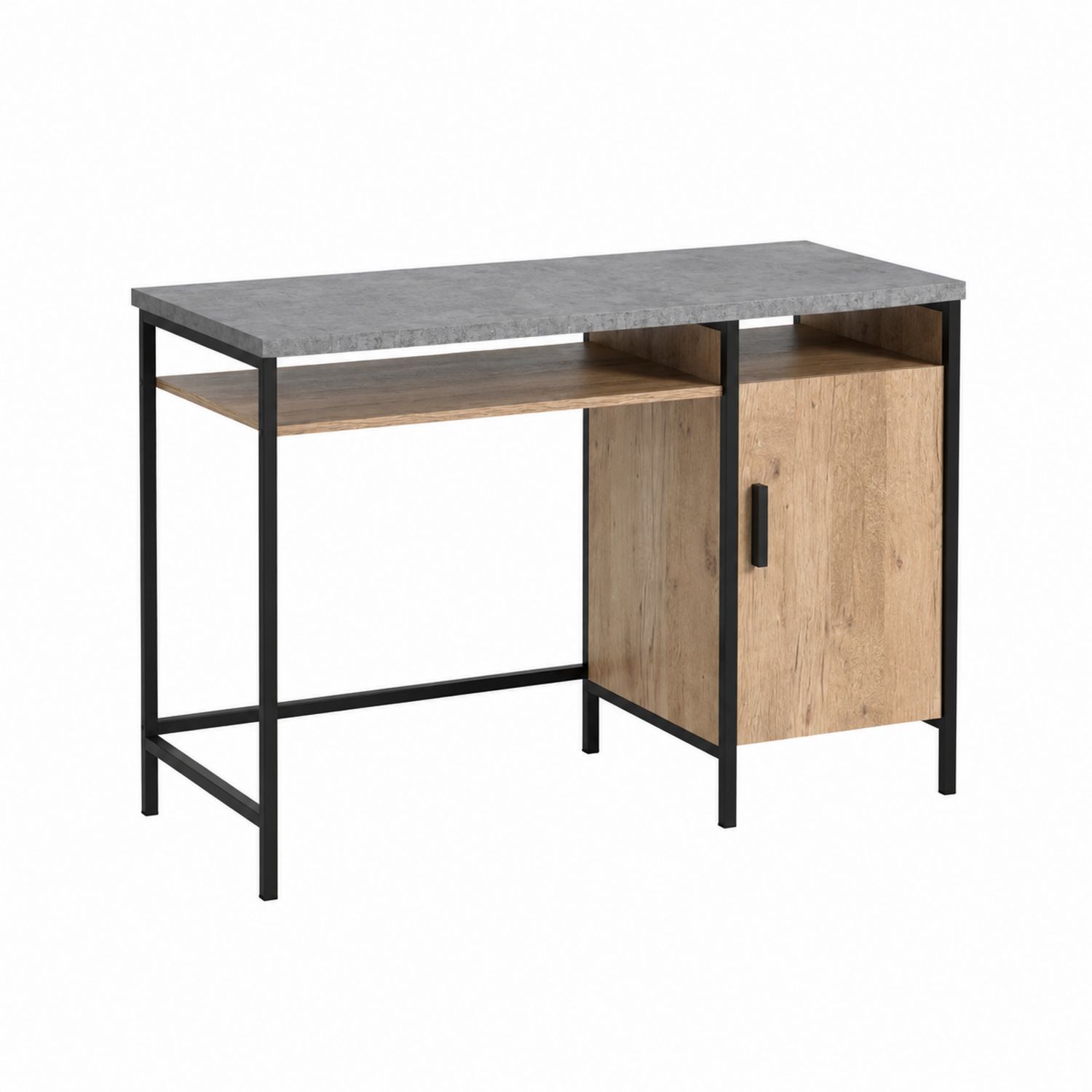 Schreibtisch mit Regal und Schrank, Holzoptik, Schwarz
