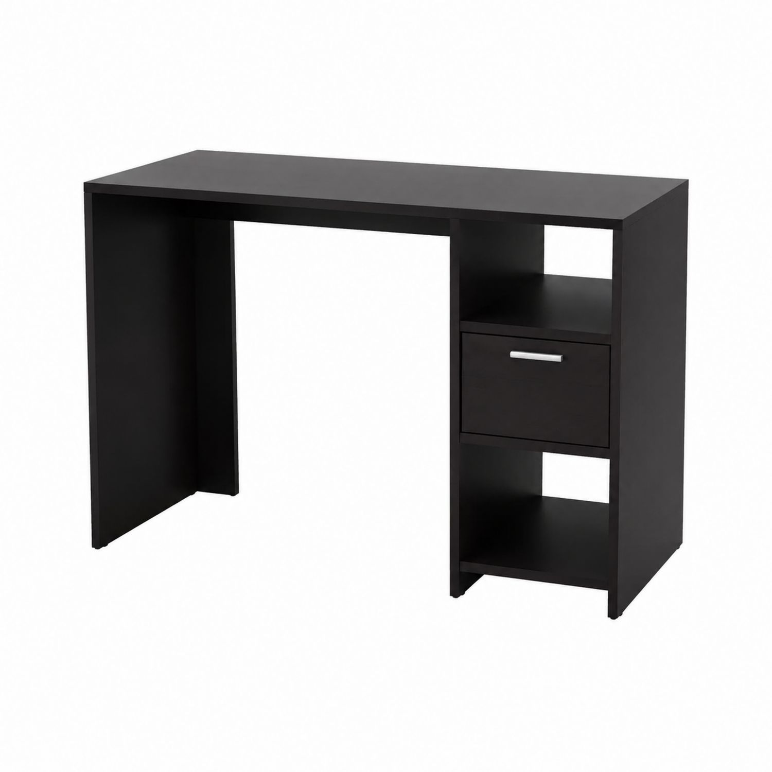 Schreibtisch MDF Schwarz mit Schublade und Ablagefächern