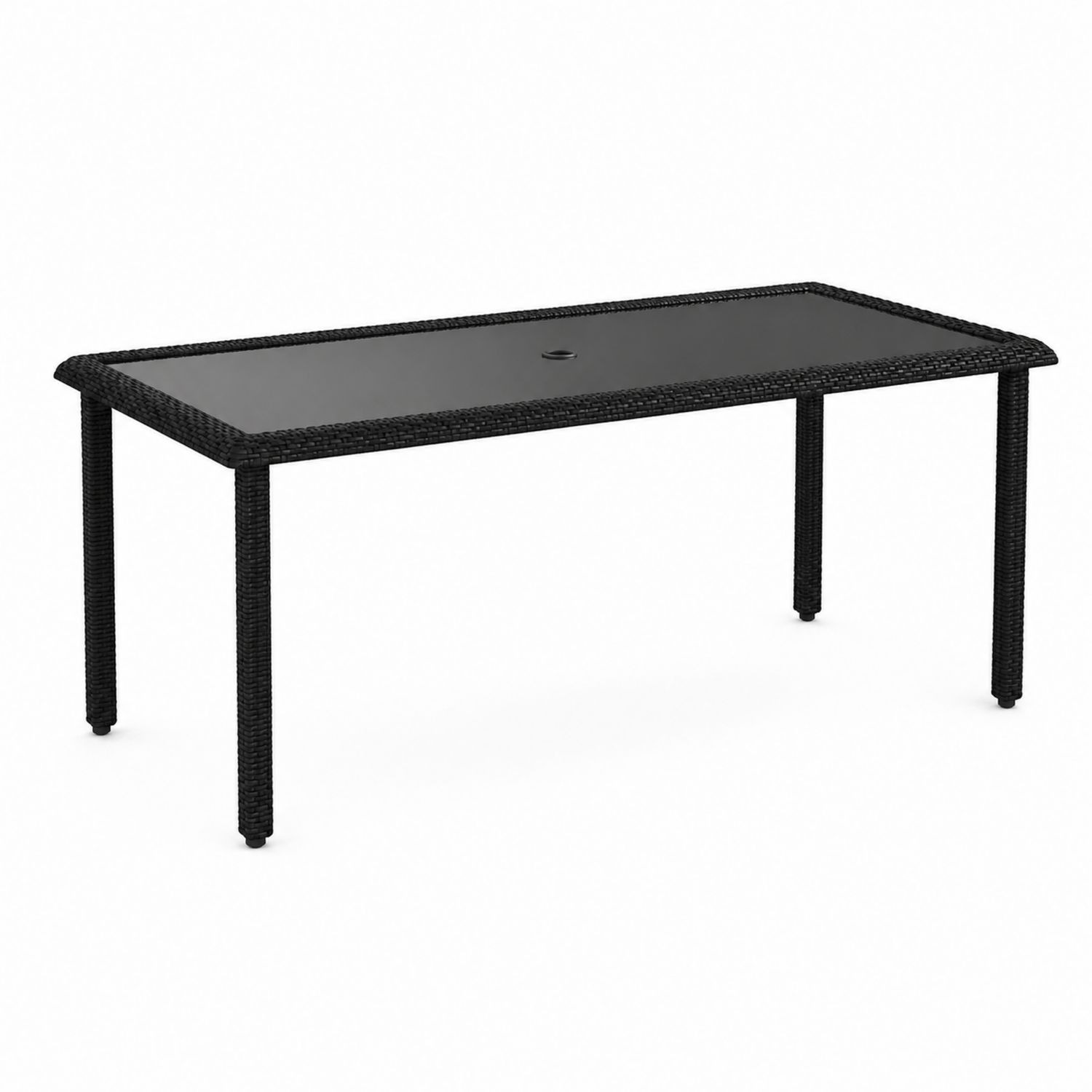 Rechteckiger Outdoor-Esstisch Aluminium Gehärtetes Glas Schwarz