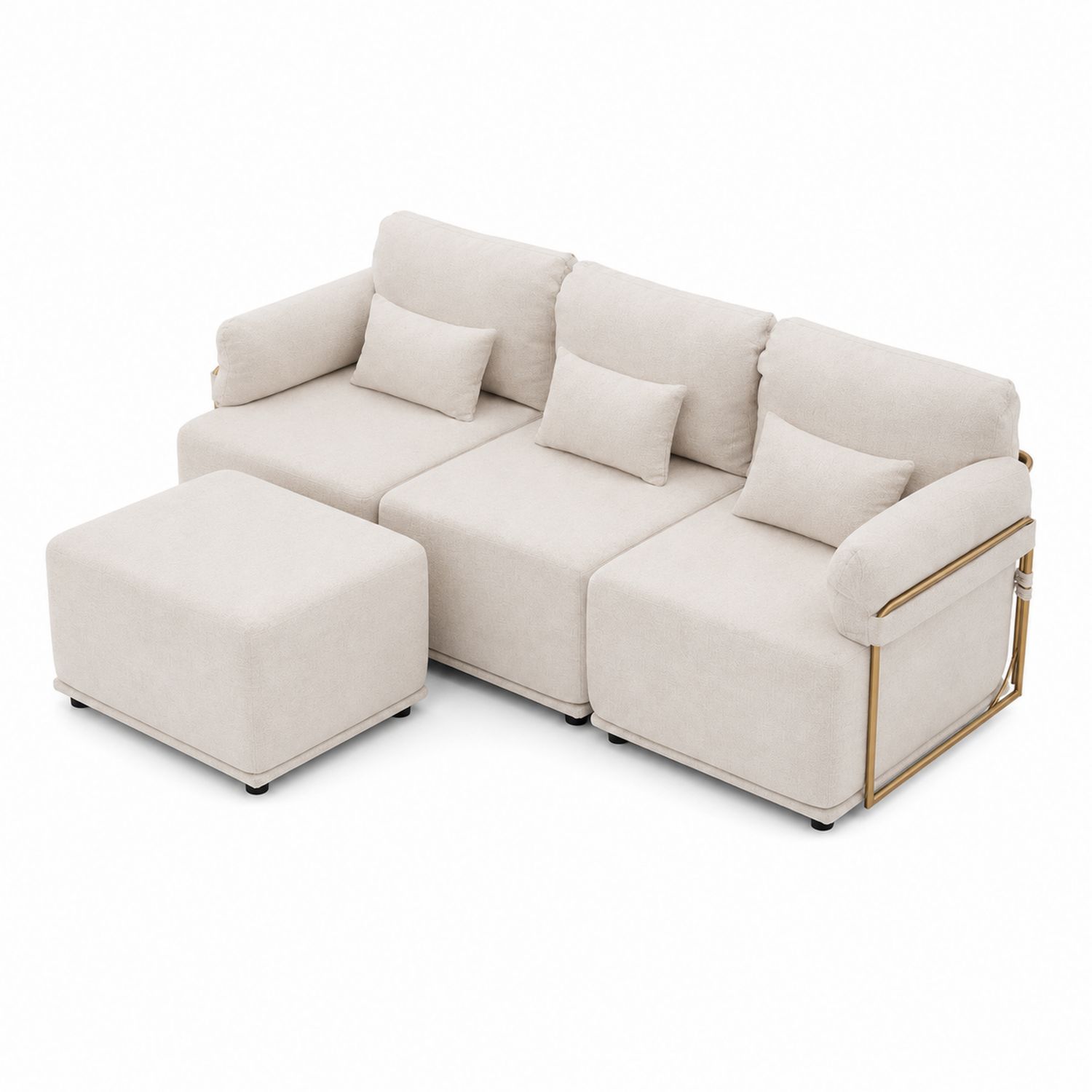 Modulares Sofa-Set aus Polyester in Beige mit Metallrahmen, 275cm