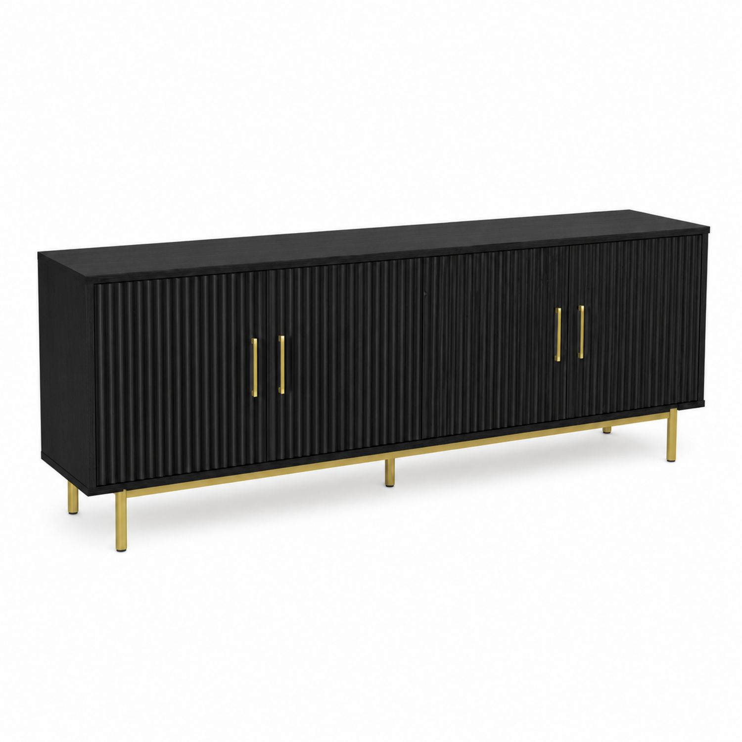 TV-Schrank MDF-Holz mit Metallbeinen 180 cm Schwarz Gold