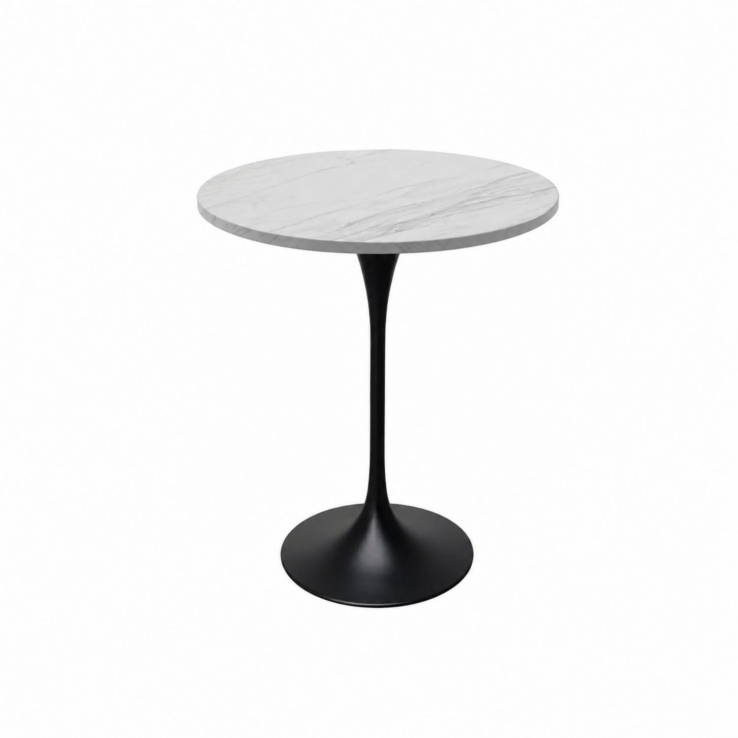 Runder Esstisch aus Marmor mit Aluminiumgestell Weiß/Schwarz