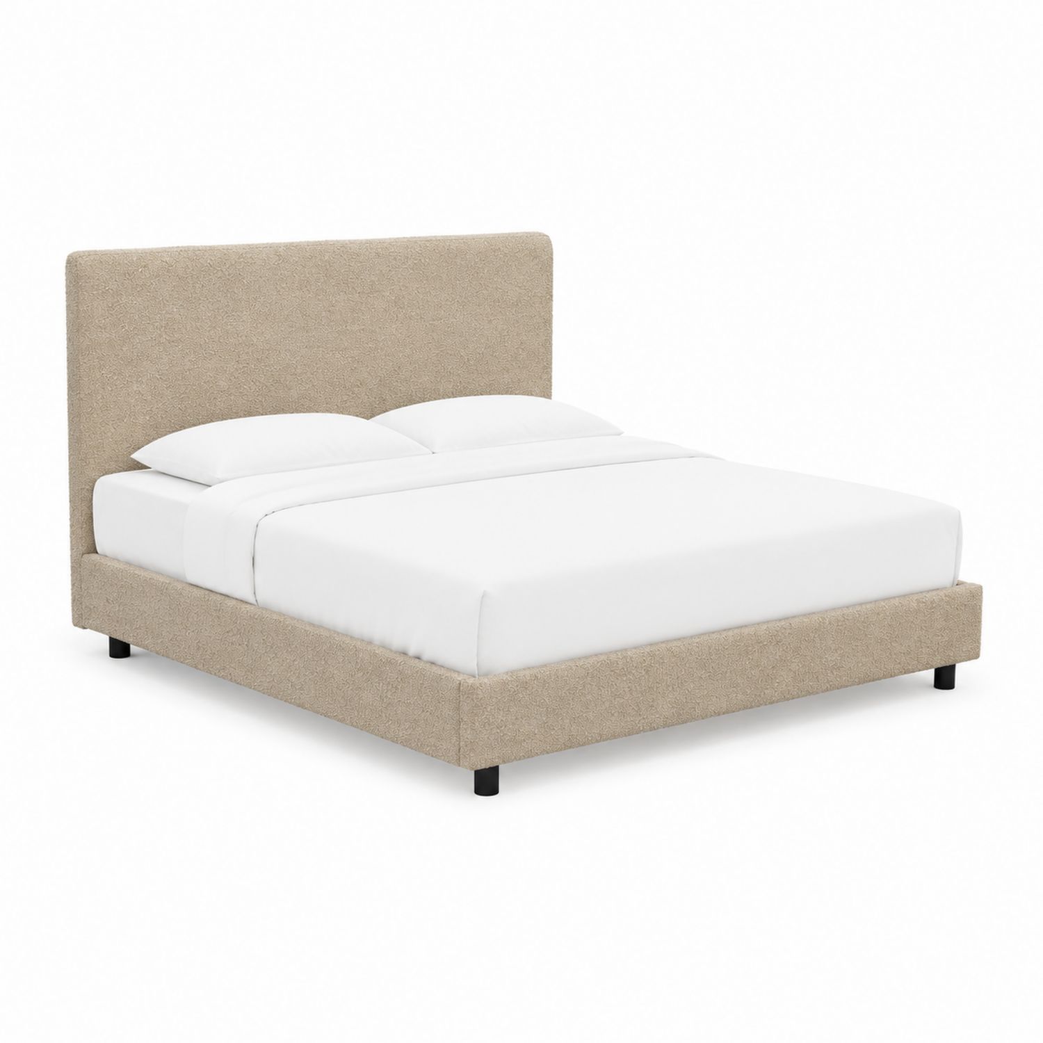 Bouclé Polsterbett 200x180 cm Beige