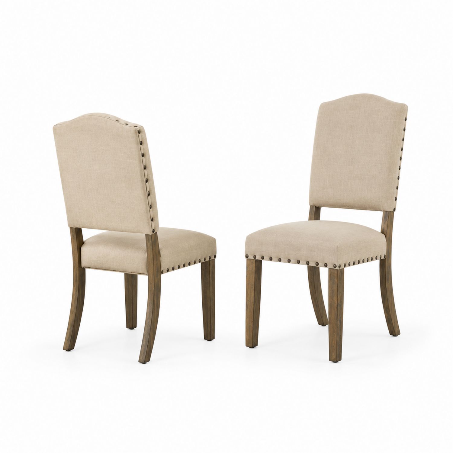 Stuhlset Beige Leinen Holz
