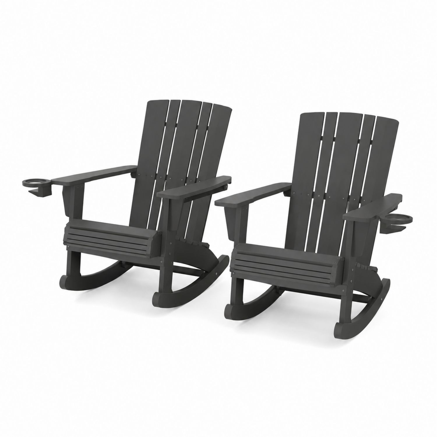 2er-Set Schaukelstühle Kunststoff Dunkelgrau