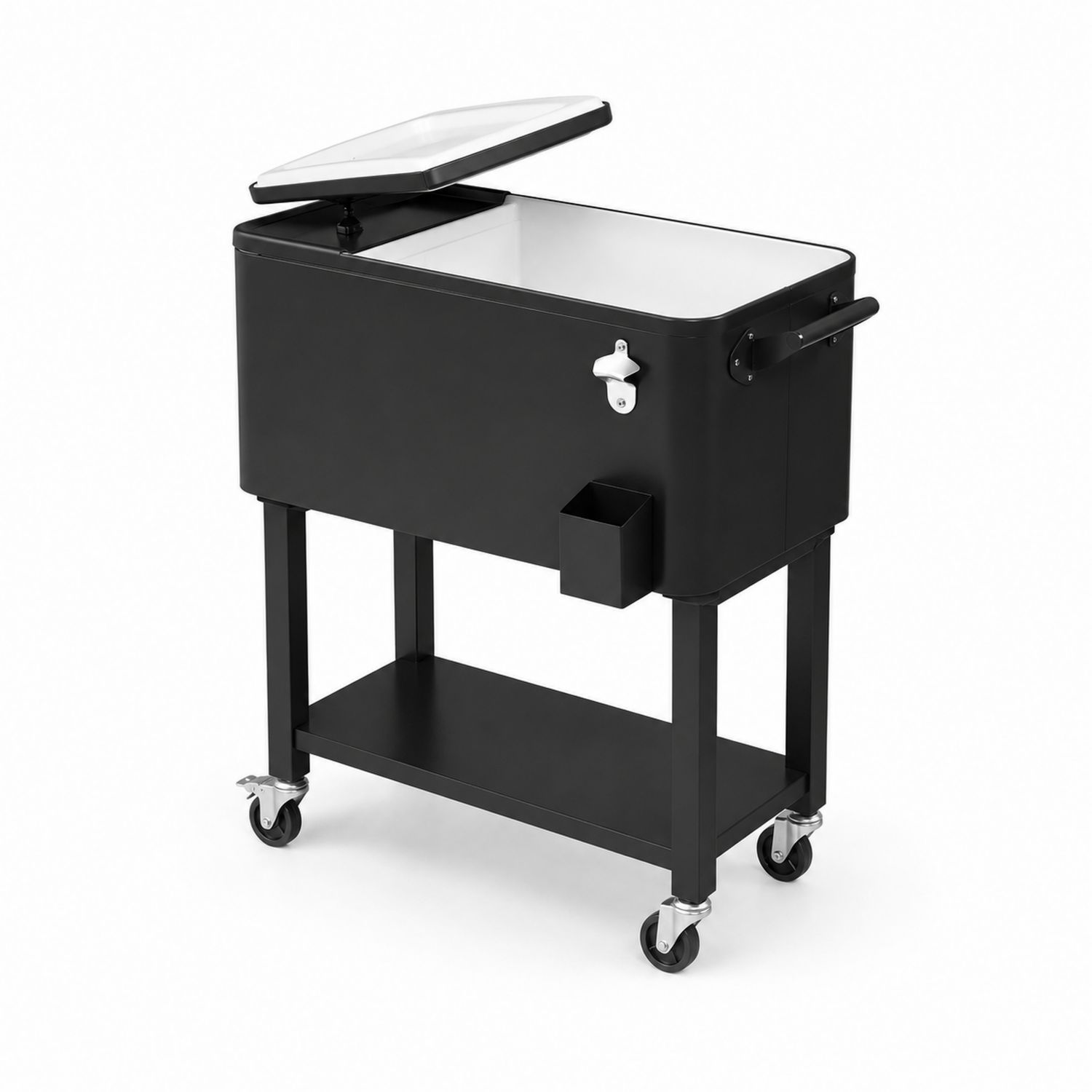 Servierwagen mit Kühler 80L Stahl Schwarz
