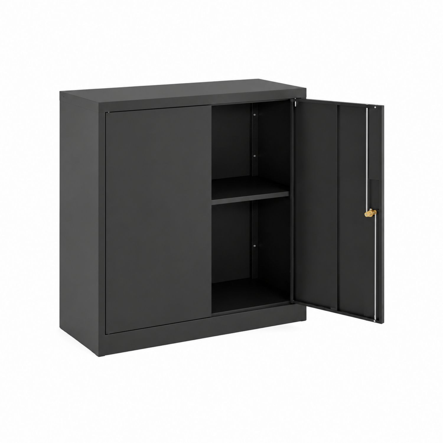 Metallschrank mit Regal, Schwarz