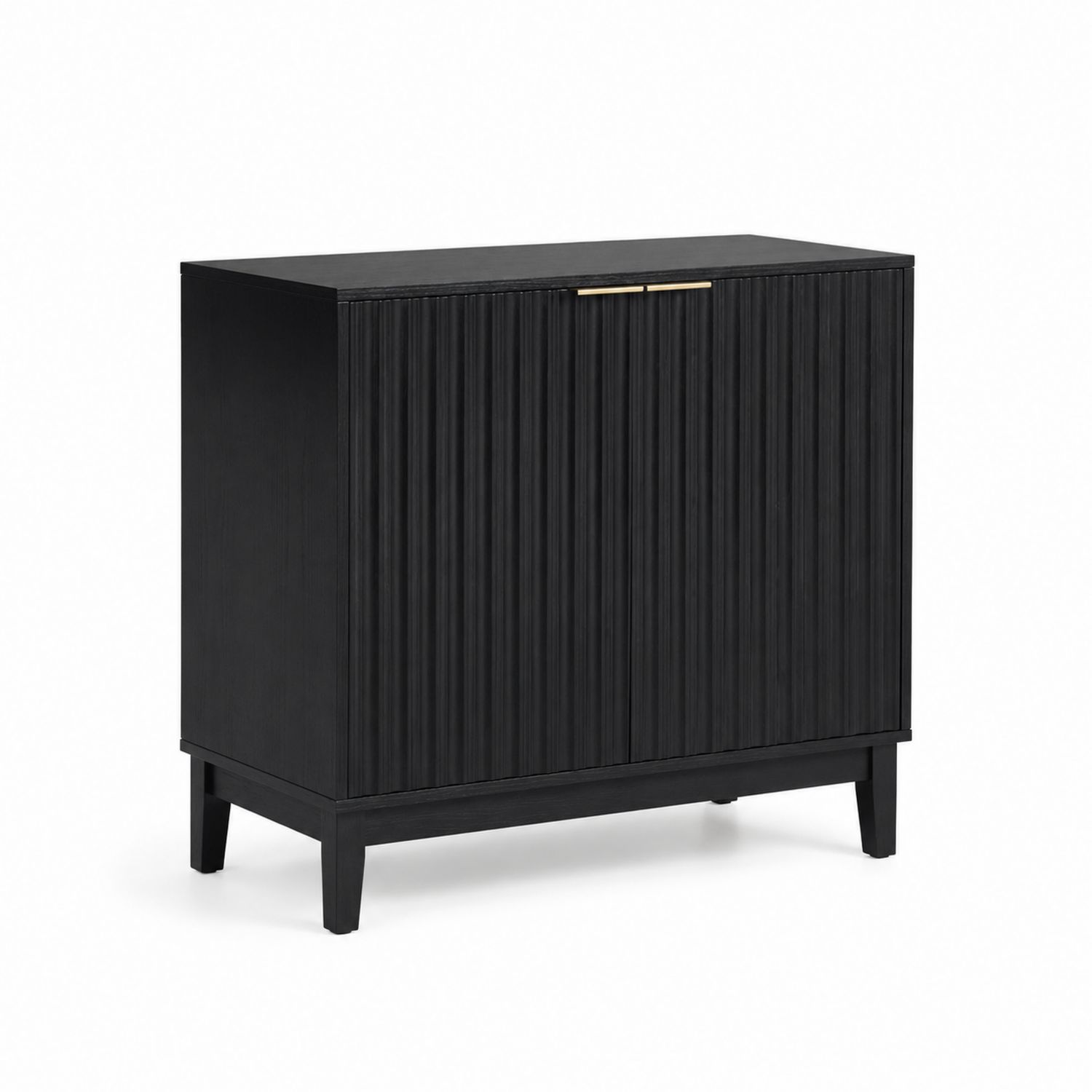 Schwarzer Holzschrank mit gerillten Türen 100x80x40 cm