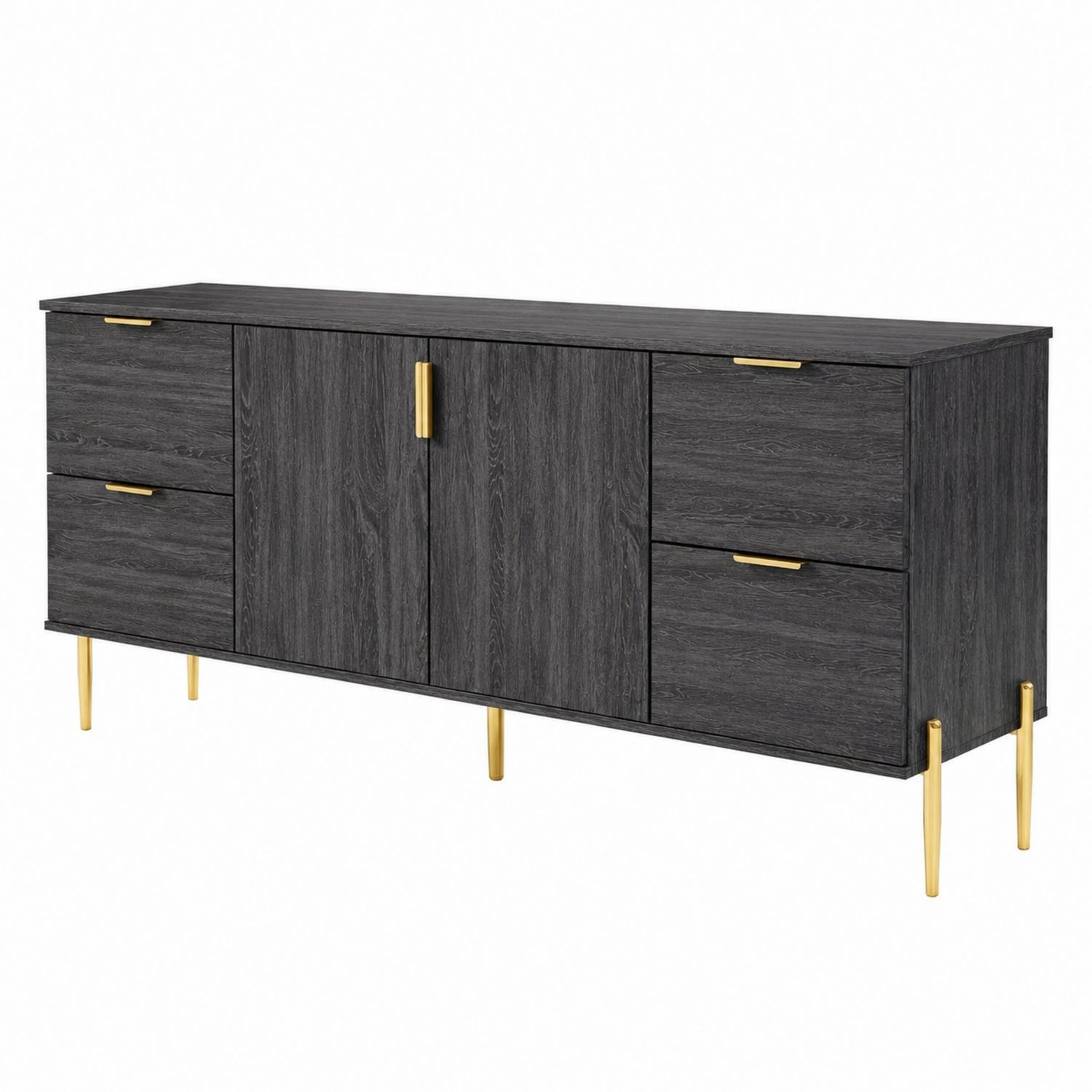 Sideboard Holzspan Dunkelgrau Gold