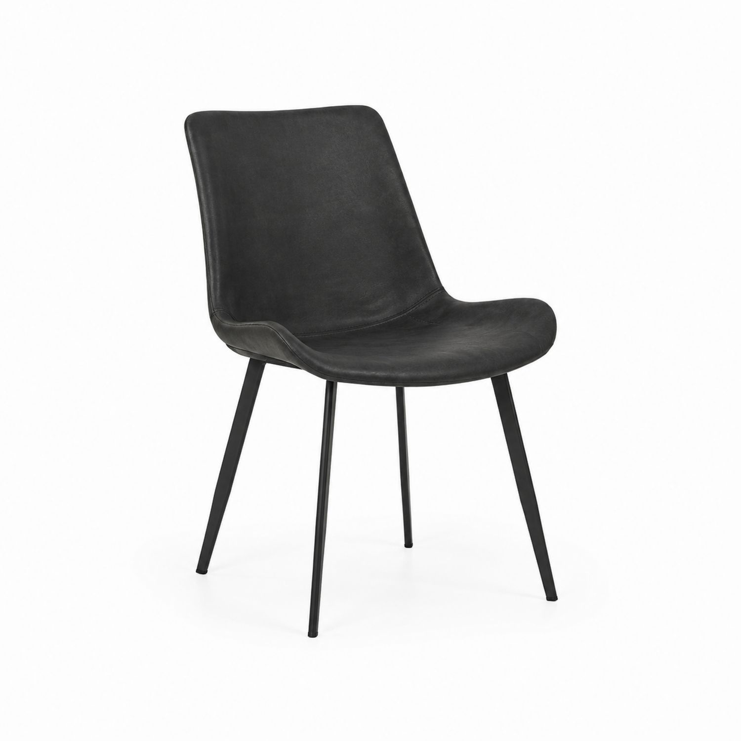 Sedia in pelle sintetica nera con gambe in metallo