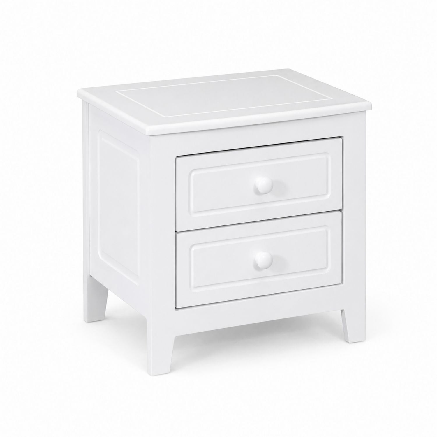 Comodino in legno con 2 cassetti bianco