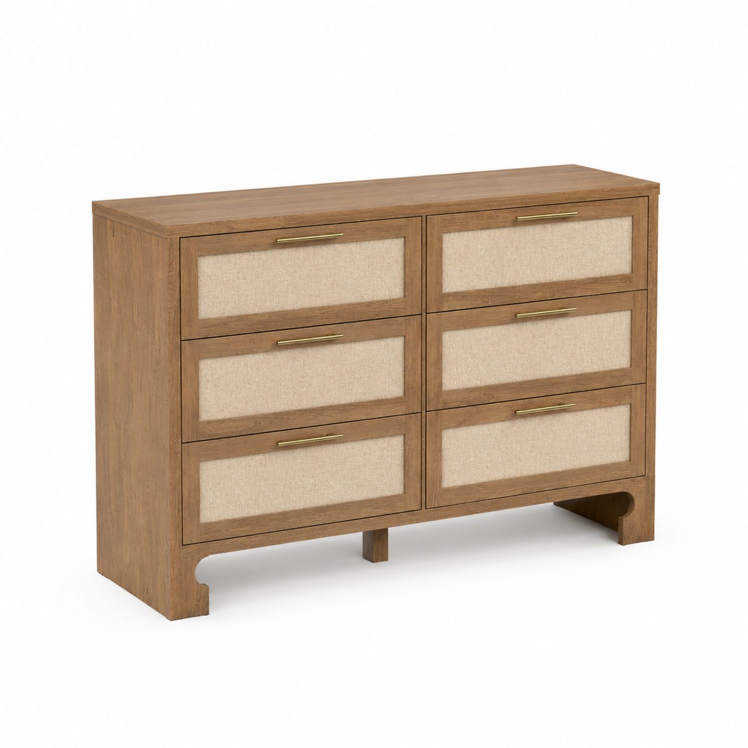 Cassettiera 6 cassetti in legno e lino beige