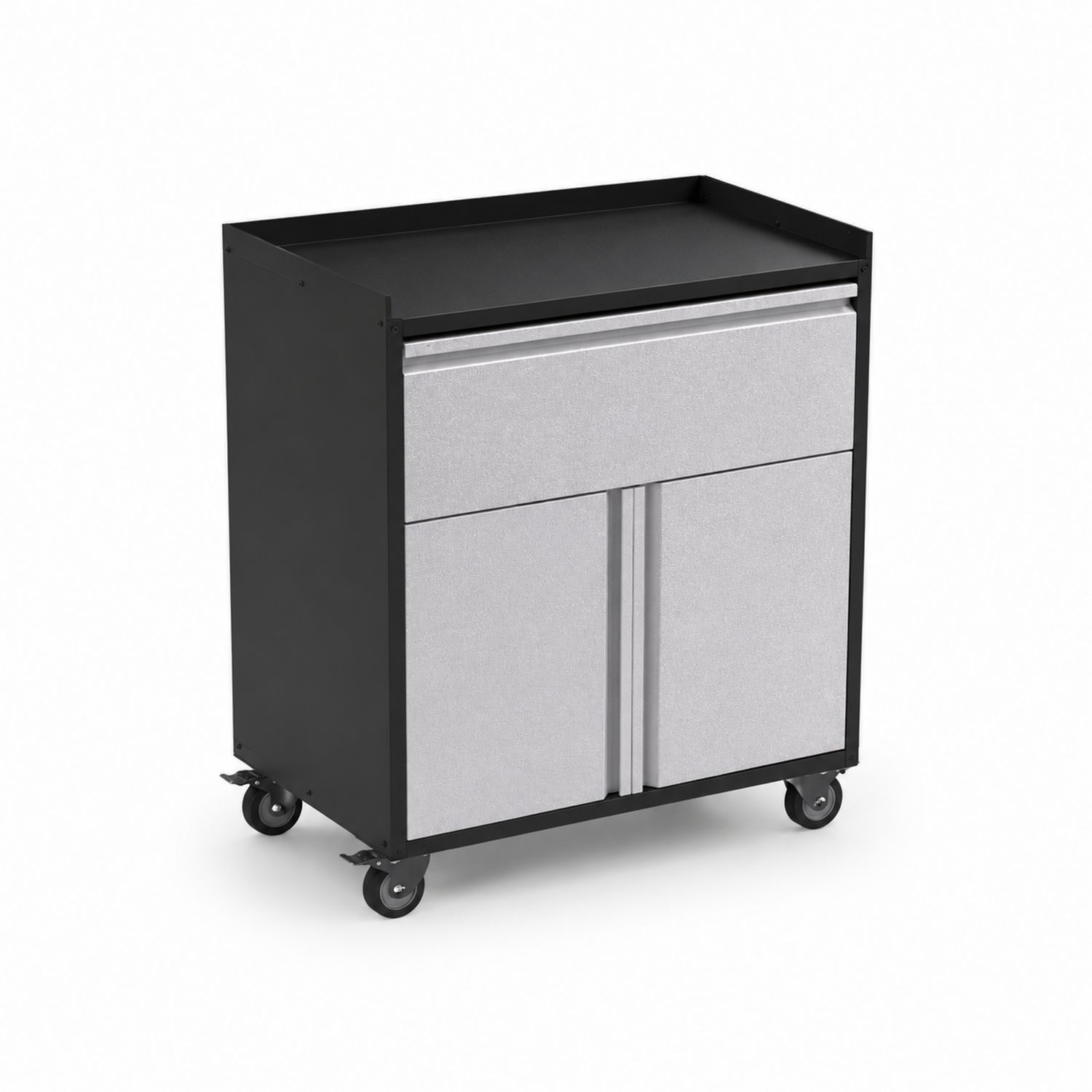 Carrello portaoggetti in acciaio nero e grigio 80x40x90 cm